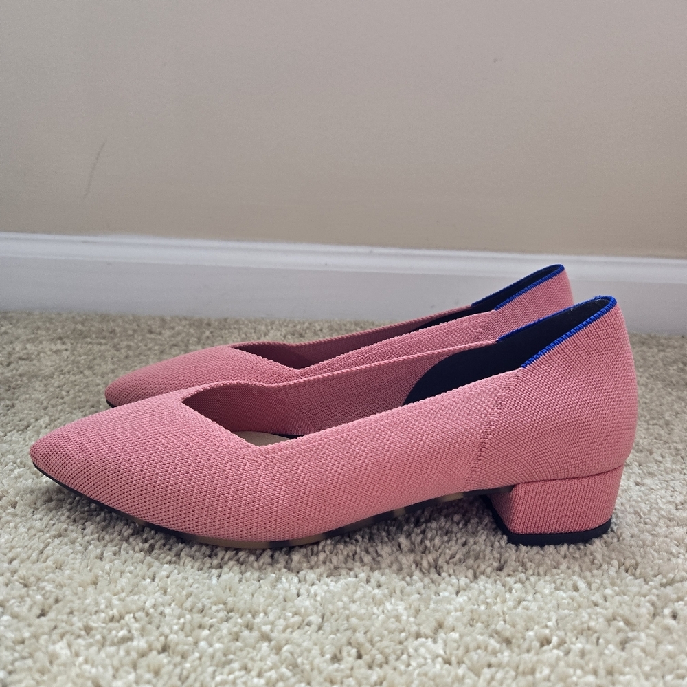 Rothy's Pink Low Block Heel Pumps